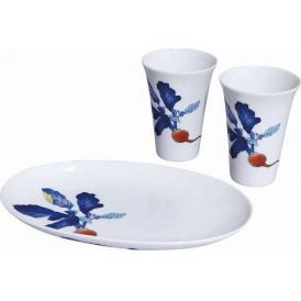 夏の贈り物お中元 スナックセット 香蘭社 フリーカップ（直径8×11.5cm）×2、プレート（15×24.5×3cm）×1