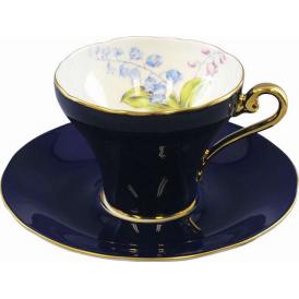 夏の贈り物お中元 ティーカップ＆ソーサー エインズレイ コバルト カップ：約直径9×7cm、ソーサー：約直径14.5×2cm