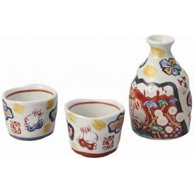 夏の贈り物お中元 徳利ぐいのみ酒器セット（赤富士） 夕立窯 ぐいのみ（直径7.7×5.5cm）×2、徳利（直径3.4×12cm・270ml）×1