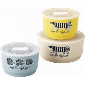 春の贈り物 レンジ3点セット リサ・ラーソン S（直径10×6.5cm・300ml）×2、M（直径13×6.5cm・550ml）×1