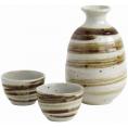 夏の贈り物お中元 高田焼釉重ね酒器揃 うず粉引 杯（直径5.5×3.5cm）×2、徳利（直径8×11.5cm・280ml）×1
