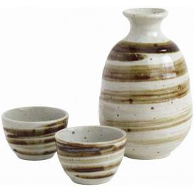 夏の贈り物お中元 高田焼釉重ね酒器揃 うず粉引 杯（直径5.5×3.5cm）×2、徳利（直径8×11.5cm・280ml）×1