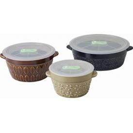 夏の贈り物お中元 高気密レンジパック3P ポルク S（12×9.9×6cm・280ml）・M（14.6×12.4×6.7cm・580ml）・L（17.8×15.2×5.5cm・660ml）×各1