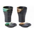 夏の贈り物お中元 釉彩 カップ小皿ペア カップ：直径8.4×12cm、小皿：直径9.5cm