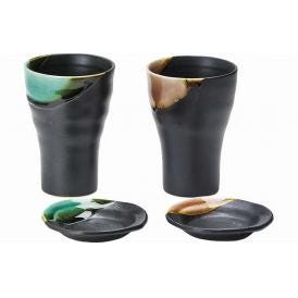 春の贈り物 釉彩 カップ小皿ペア カップ：直径8.4×12cm、小皿：直径9.5cm