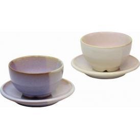 夏の贈り物お中元 まめ碗皿ペアセット 萩焼 まめ碗：直径8.4×5cm、まめ皿：直径11.5×2cm