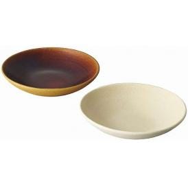 夏の贈り物お中元 6インチ ボウル ペア 信楽焼 ホワイト・キャラメル 直径16.5×4cm