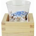 夏の贈り物お中元 冷感桝酒グラス 富士桜 グラス（直径6.5×6.5cm）・枡（8×8×3.5cm）×各1