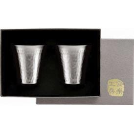 夏の贈り物お中元 チタン冷酒カップ 2Pセット 霞 直径5.2×5.4cm