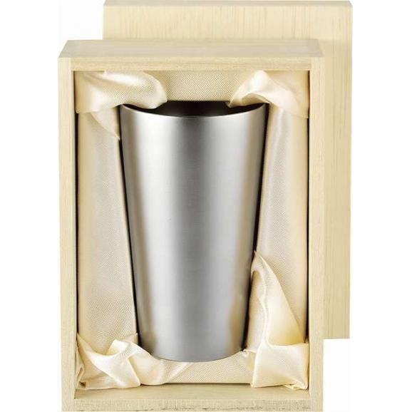 【2024年製 新品】 春の贈り物 チタン2重タンブラー240ml（木箱入） 霞 直径7×12cm シルバー