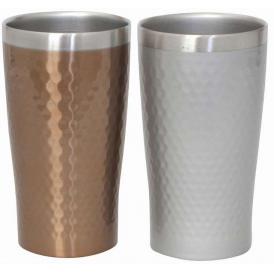 夏の贈り物お中元 ペアメタルサーモタンブラー340ml リュクス ブロンズ&シルバー 直径7.5×13cm