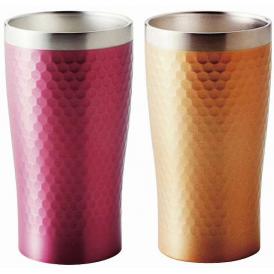 春の贈り物 ペアメタルサーモタンブラー340ml リュクス ピンク&ゴールド 直径7.5×13cm