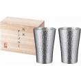 夏の贈り物お中元 本錫タンブラー150ml 六花（りっか）小ペア（桐箱入） 直径5.9×9cm
