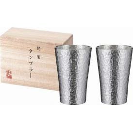 夏の贈り物お中元 本錫タンブラー150ml 六花（りっか）小ペア（桐箱入） 直径5.9×9cm