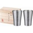 春の贈り物 本錫タンブラー225ml 六花（りっか）中ペア（桐箱入） 直径6.8×10cm