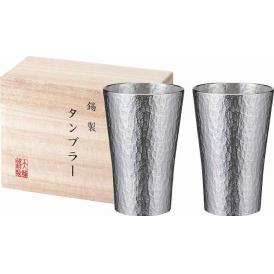 夏の贈り物お中元 本錫タンブラー225ml 六花（りっか）中ペア（桐箱入） 直径6.8×10cm