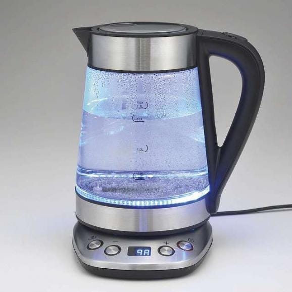 夏の贈り物お中元 温度調整ガラス電気ケトル1.7L SUSTIA 22.2×19.7×26cm ★コードの長さ：1.1m　★消費電力：1000W02
