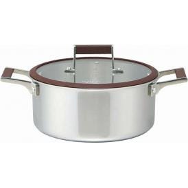 夏の贈り物お中元 両手鍋20cm エムデザイン 2.8L 本体：ステンレス3層（ステンレス鋼・アルミニウム合金）、蓋：ガラス（全面物理強化）、取っ手・ツマミ：ステンレス鋼・シリコーンゴム