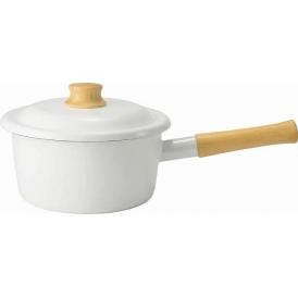 夏の贈り物お中元 ソースパン18cm 富士ホーロー ホワイト 2.3L ほうろう用鋼板、天然木