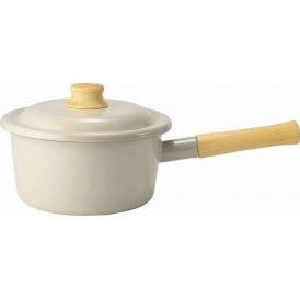 夏の贈り物お中元 ソースパン18cm 富士ホーロー グレージュ 2.3L ほうろう用鋼板、天然木