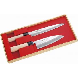 夏の贈り物お中元 鎚起包丁2本組セット（刺身包丁・出刃包丁） 関藤平 刺身包丁：刃渡り21cm、出刃包丁：刃渡り16cm