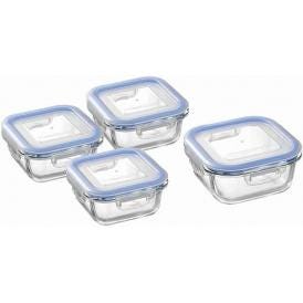 夏の贈り物お中元 耐熱ガラス容器4Pセット レッシュ 正角型小（12×12×5.8cm・300ml）×3、正角型大（14×14×6.5cm・510ml）×1