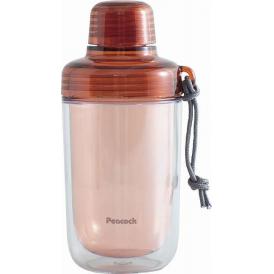 夏の贈り物お中元 クリアボトル(ダブルウォール)キャップタイプ340ml ピーコック ブリック 8.8×7.9×17.3cm