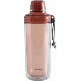 夏の贈り物お中元 クリアボトル(ダブルウォール)キャップタイプ480ml ピーコック ブリック 8.8×7.9×22.4cm