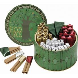 春の贈り物 エコルセ 本高砂屋 短冊（2枚入）×17、三角（3枚入）・丸型（ミルクチョコ・ホワイトチョコ）（各2本入）×各10