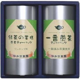 夏の贈り物お中元 豊味緑茶ティーバッグ詰合せ 仲井芳東園 緑茶の王様ティーバッグ（2g×18p）・一番煎茶ティーバッグ（5g×16p）×各1