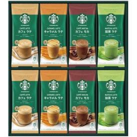 夏の贈り物お中元 プレミアムミックスギフト スターバックス 抹茶ラテ（24g）・キャラメルラテ（23g）・カフェモカ（22g）・カフェラテ（18g）×各4
