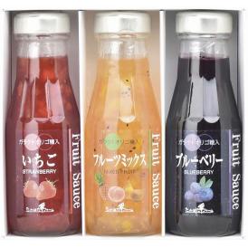 夏の贈り物お中元 フルーツソース3本詰合せ たかはたファーム フルーツソース（いちご・ブルーベリー）（各220g）・フルーツソース（フルーツミックス）（215g）×各1