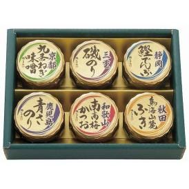 夏の贈り物お中元 日本全国うまいものめぐり 磯じまん 京都九条ねぎ味噌・三重磯のり・鹿児島青さのり・和歌山南高梅かつお（各90g）・秋田鳥海山麓ふき・静岡鰹でんぶ（各45g）×各1