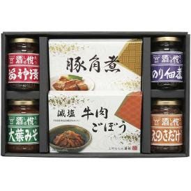 夏の贈り物お中元 美味創菜 酒悦 大葉みそ（100g）・のり佃煮（95g）・福神漬・えのきだけ（各90g）・豚角煮（70g）・減塩牛肉ごぼう（65g）×各1