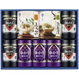 夏の贈り物お中元 バラエティ詰合せ やま磯 味付のり（8切26枚）×4、しそ風味のり（8切26枚）×3、のり茶漬（5.5g×4袋）・のりふりかけ（5g×4袋）×各1