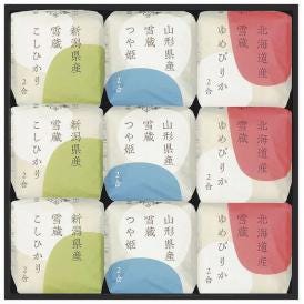 夏の贈り物お中元 人気品種食べ比べセット 越後ファーム 新潟県産こしひかり・山形県産つや姫・北海道産ゆめぴりか（各2合）×各3