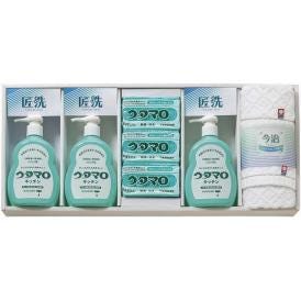 夏の贈り物お中元 石鹸・キッチン洗剤ギフト ウタマロ ウタマロ石鹸（133g）・ウタマロキッチン（300ml）×各3、今治ウォッシュタオル（28×30cm）×2