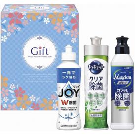 夏の贈り物お中元 キッチンセレクション 花王キュキュットクリア除菌緑茶・ライオンチャーミーマジカ速乾＋（プラス）（各220ml）・P&G除菌ジョイコンパクト（170ml）×各1