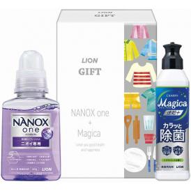 夏の贈り物お中元 プチギフト ライオン NANOXoneニオイ専用（380g）・チャーミーマジカ速乾＋（プラス）カラッと除菌シトラスミントの香り（220ml）×各1