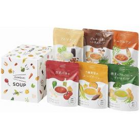 夏の贈り物お中元 IZAMESHI SOUP セット ガスパチョ・7種野菜のコーンポタージュ・枝豆とブロッコリーのグリーンスープ・アホブランコ・ポルチーニ茸とハト麦のスープ・トムヤムクン（各180g）