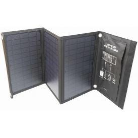 夏の贈り物お中元 折り畳みソーラーパネル Solpa 82×29×2.5cm（折り畳み時：19.5×29×3.5cm） ★動作電圧：電流 DC18V1.1A、USB 5V2.4A　★最大出力：21W　