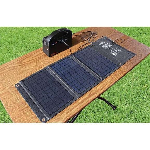 夏の贈り物お中元 折り畳みソーラーパネル Solpa 82×29×2.5cm（折り畳み時：19.5×29×3.5cm） ★動作電圧：電流 DC18V1.1A、USB 5V2.4A　★最大出力：21W　02