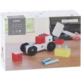 夏の贈り物お中元 コロンブスのつみき ハンマーセット シャオール つみき×14、タイヤ×4、くぎパーツ（中×4、小×3、大×1）・ハンマー（約8×18.5×4cm）・くぎぬき（約直径1.5×9cm）×