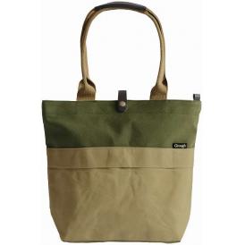 夏の贈り物お中元 トートバッグ そだてる帆布Grough ベージュ×カーキ 本体：36（底面25）×10×30cm、持ち手立ち上がり：約21cm ★外側：フラップ付マグネット式ポケット×1、内側：吊り