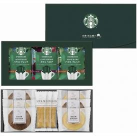 夏の贈り物お中元 スターバックスコーヒー＆スイーツギフト スターバックスオリガミドリップコーヒー（ハウスブレンド）（9g）・バウムクーヘン（ココア・バニラ）・スティックパイ（プレーン）×各3、スターバ
