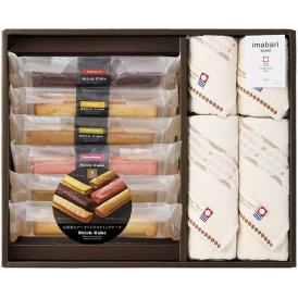夏の贈り物お中元 グリーンモードエコドットタオル＆スティックケーキギフト 今治タオル＆スイーツ フェイスタオル（34×80cm）・ウォッシュタオル（34×35cm）×各2、スティックケーキ（プレーン・