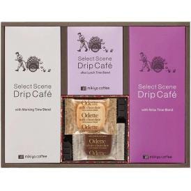 夏の贈り物お中元 セレクトシーンドリップコーヒー＆モロゾフ焼菓子詰合せ 三喜屋珈琲 モーニングタイムブレンド・リラックスタイムブレンド（各10g）×各6、ランチタイムブレンド（10g）×3、モロゾフオ