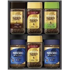 春の贈り物 プレミアムレギュラーソリュブルコーヒーギフトセット ネスカフェ ネスカフェゴールドブレンド（80g）・ネスカフェ香味焙煎ひとときの贅沢（65g）×各2、ネスカフェゴールドブレンド（コ