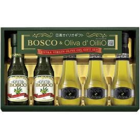 夏の贈り物お中元 ボスコ＆オリーバデオイリオEXVオリーブオイルギフト 日清オイリオ エキストラバージンオリーブオイルオヒブランカ（130g）×3、ボスコエキストラバージンオリーブオイル（140g）×