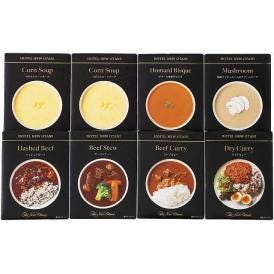 夏の贈り物お中元 レトルトスープ・調理セット ホテルニューオータニ つぶ入りコーンスープ（150g）×2、ビーフカレー・ハッシュドビーフ・ビーフシチュー（各180g）・国産マッシュルームのクリームスー